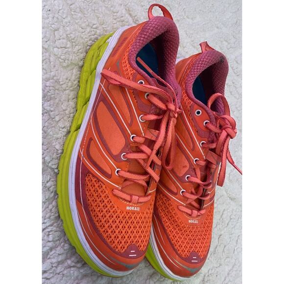 Hoka One One Conquest Womens Running Shoes Sneaker Orange Green 9 - Picture 3 of 10